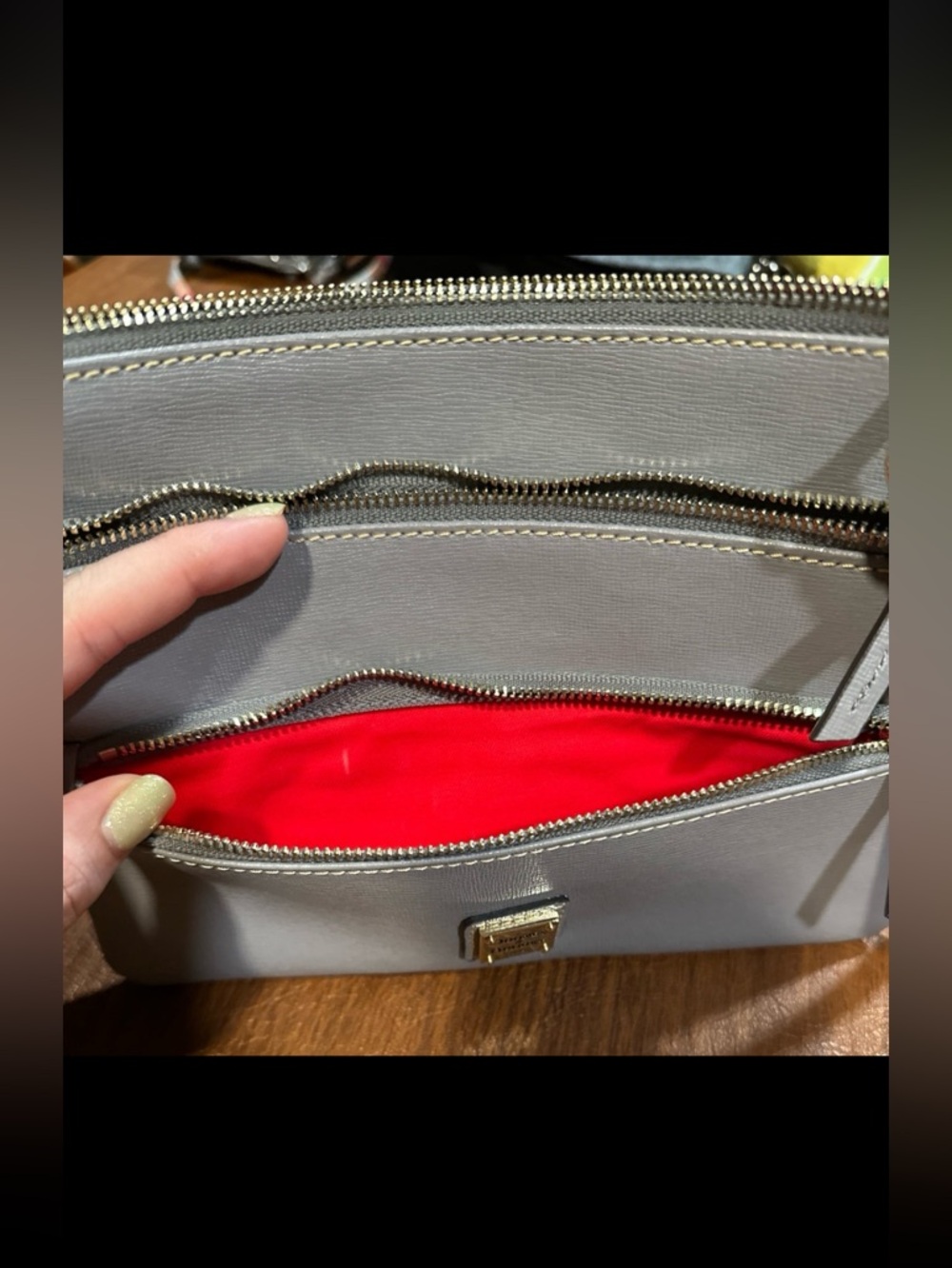 Dooney & Bourke Saffiano Large Triple Zip Wristlet - Picture 6 of 6